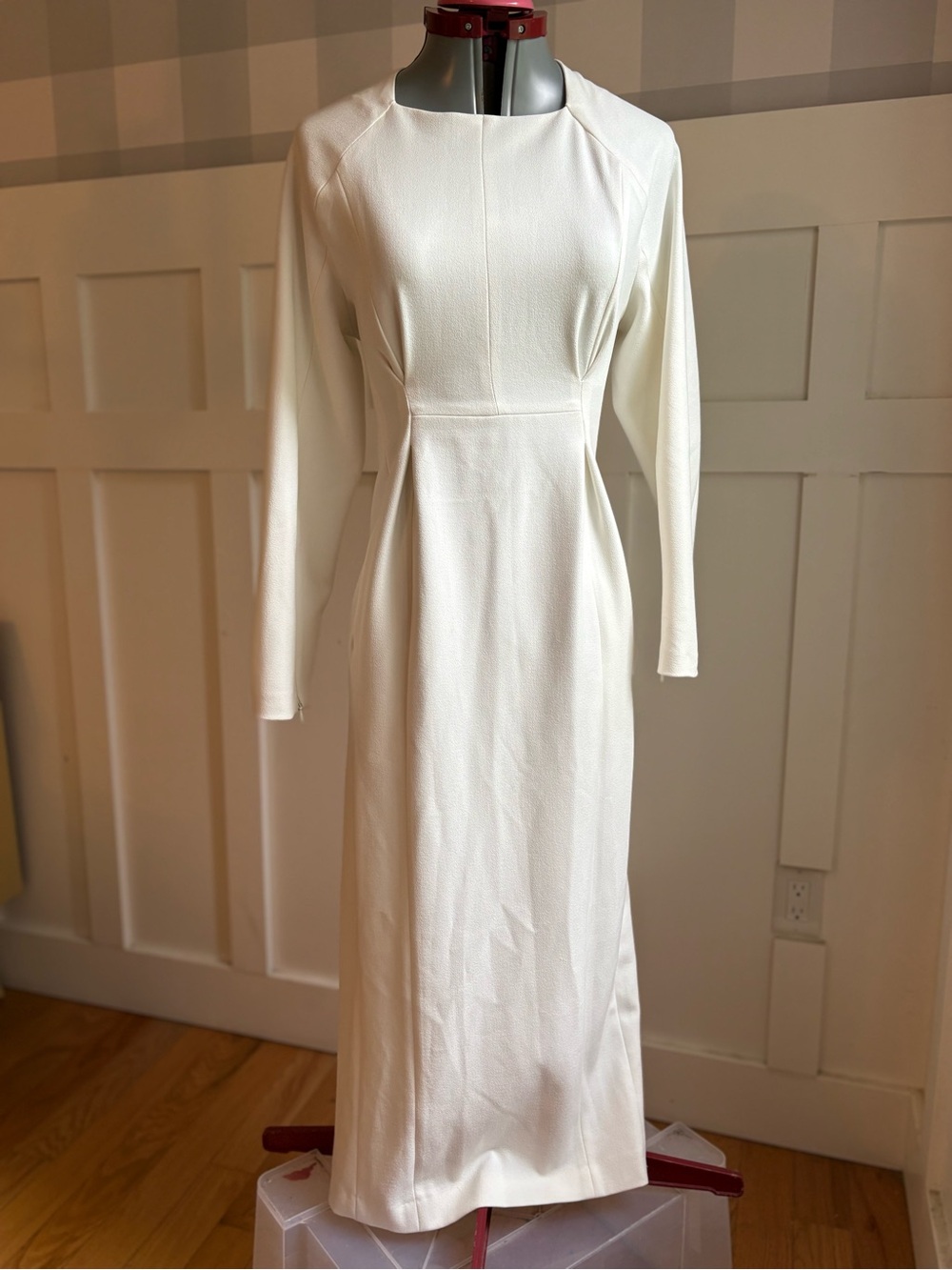 Zara White Long-Sleeve Formal Wedding Maxi Dress Small - Picture 5 of 10
